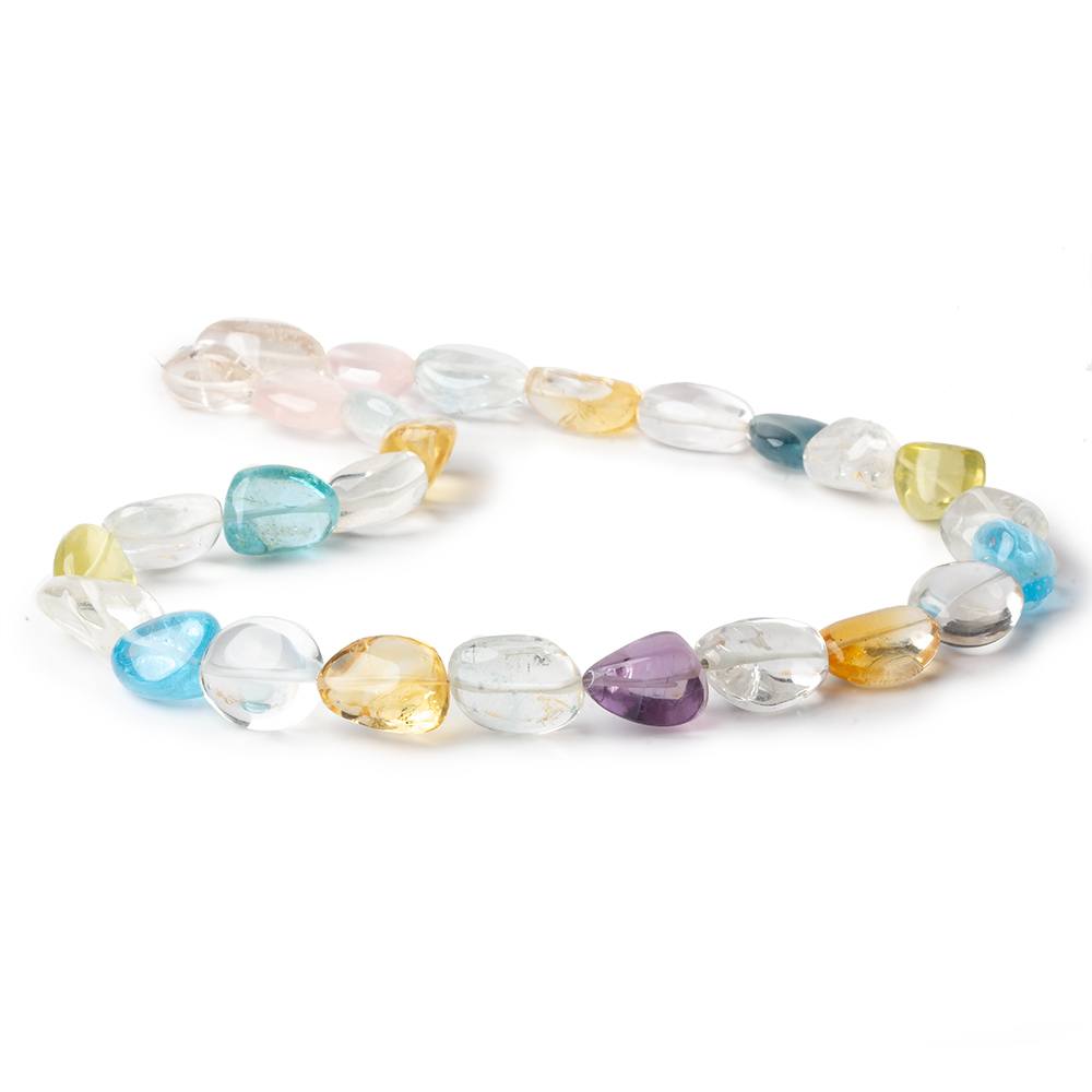 12x11-19x10mm Multi Gemstone plain nuggets 16.5 inch 25 pieces - Beadsofcambay.com