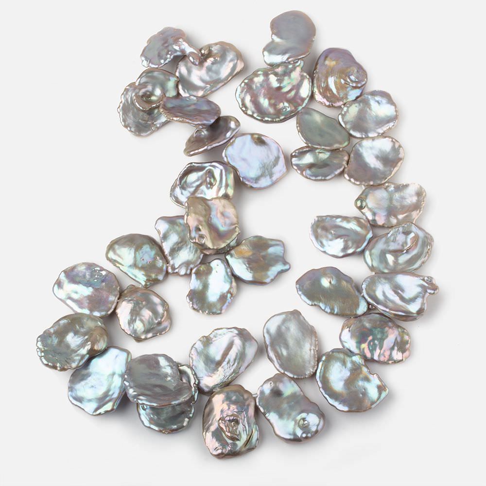 12x11-26x20mm Silver Peacock Ultra Keshi Freshwater Pearls 16 inch 37 pcs AAA - Beadsofcambay.com