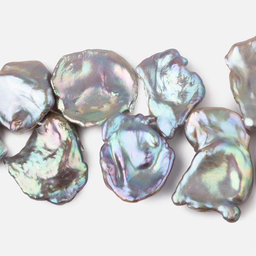 12x11-26x20mm Silver Peacock Ultra Keshi Freshwater Pearls 16 inch 37 pcs AAA - Beadsofcambay.com