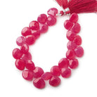 12x12-14x14mm Dark Watermelon Chalcedony Faceted Hearts 8 inch 31 Beads - Beadsofcambay.com