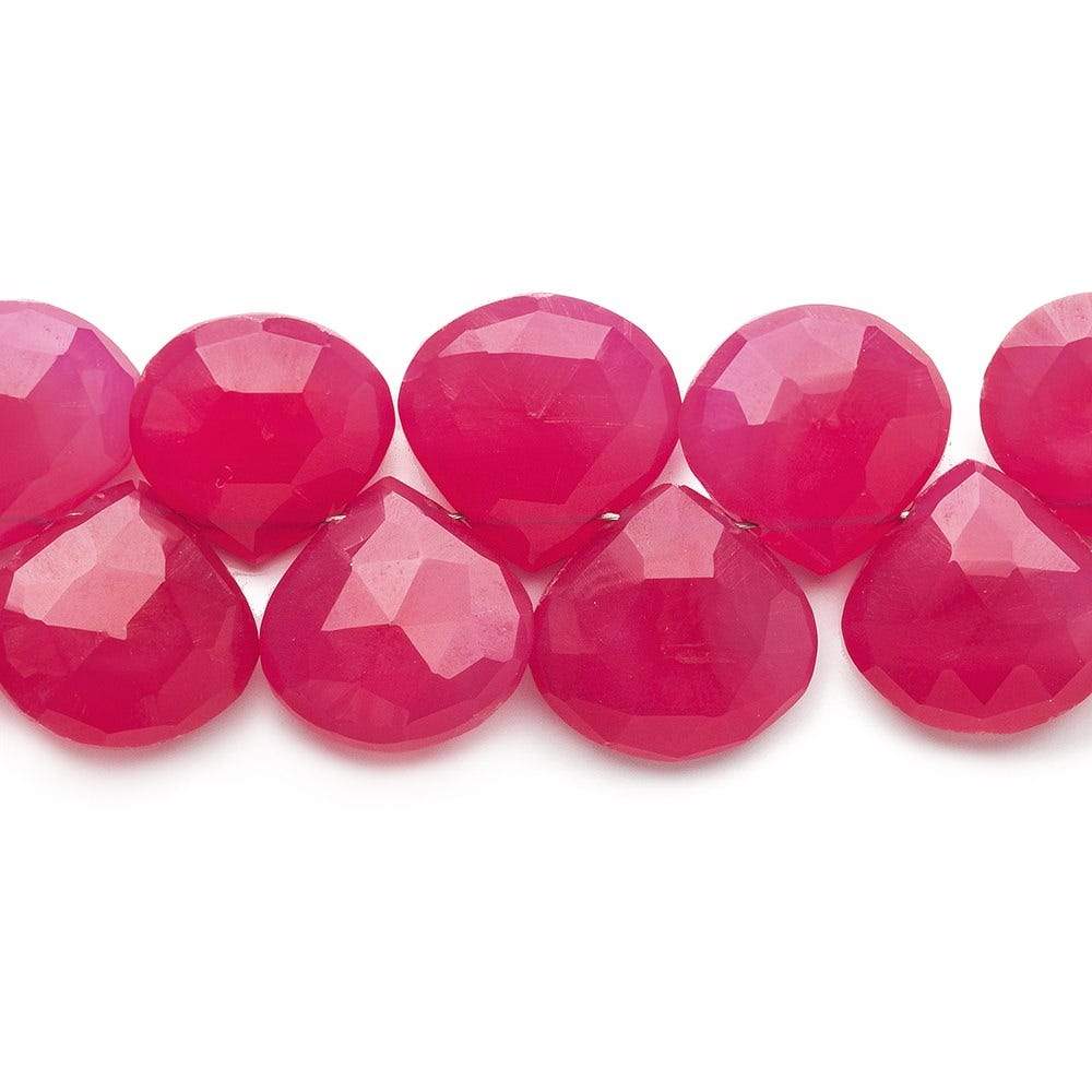 12x12-14x14mm Dark Watermelon Chalcedony Faceted Hearts 8 inch 31 Beads - Beadsofcambay.com