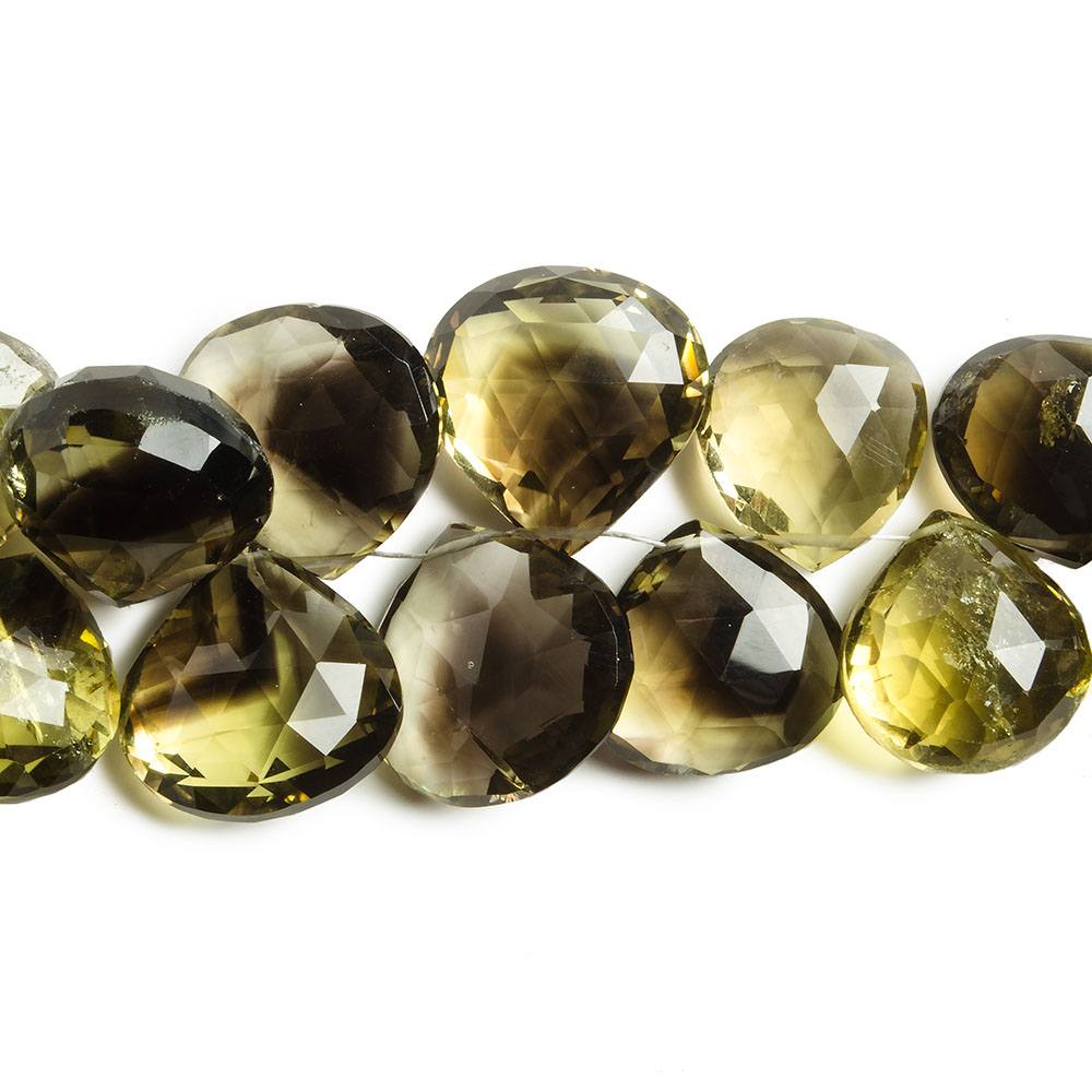 12x12-16x16mm Bi-colored Quartz Beads Heart Briolette 8 Inch 35 Beads - Beadsofcambay.com