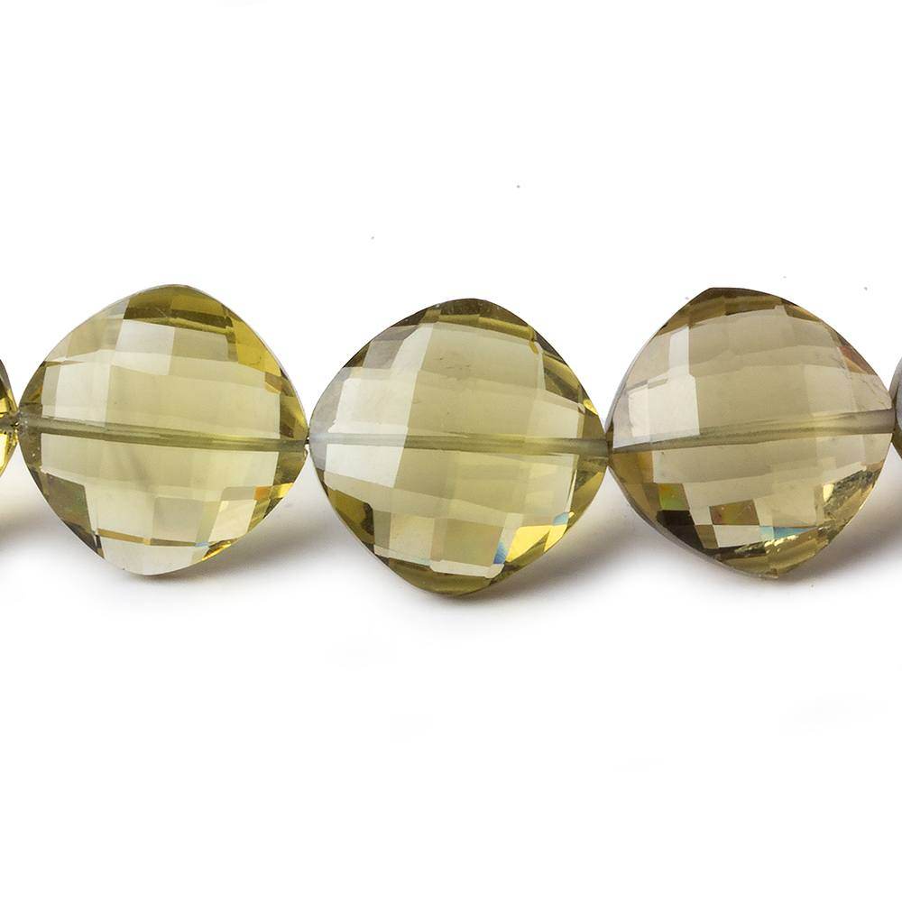 12x12-16x16mm Olive Green Quartz Faceted Pillow 16 inch 27 beads - Beadsofcambay.com