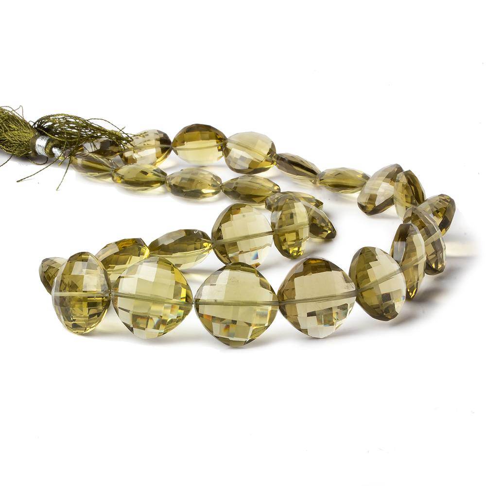12x12-16x16mm Olive Green Quartz Faceted Pillow 16 inch 27 beads - Beadsofcambay.com
