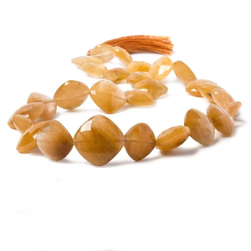 12x12-17x17mm Caramel Rutilated Quartz faceted pillow 16 inch 27 beads - Beadsofcambay.com