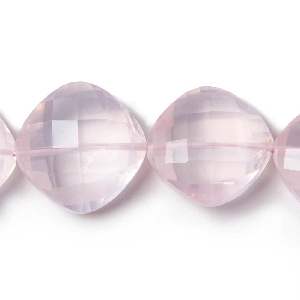 12x12-17x17mm Rose Quartz faceted pillow beads 16 inch 30 pieces - Beadsofcambay.com