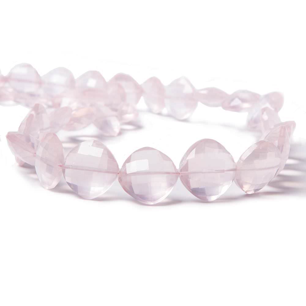 12x12-17x17mm Rose Quartz faceted pillow beads 16 inch 30 pieces - Beadsofcambay.com