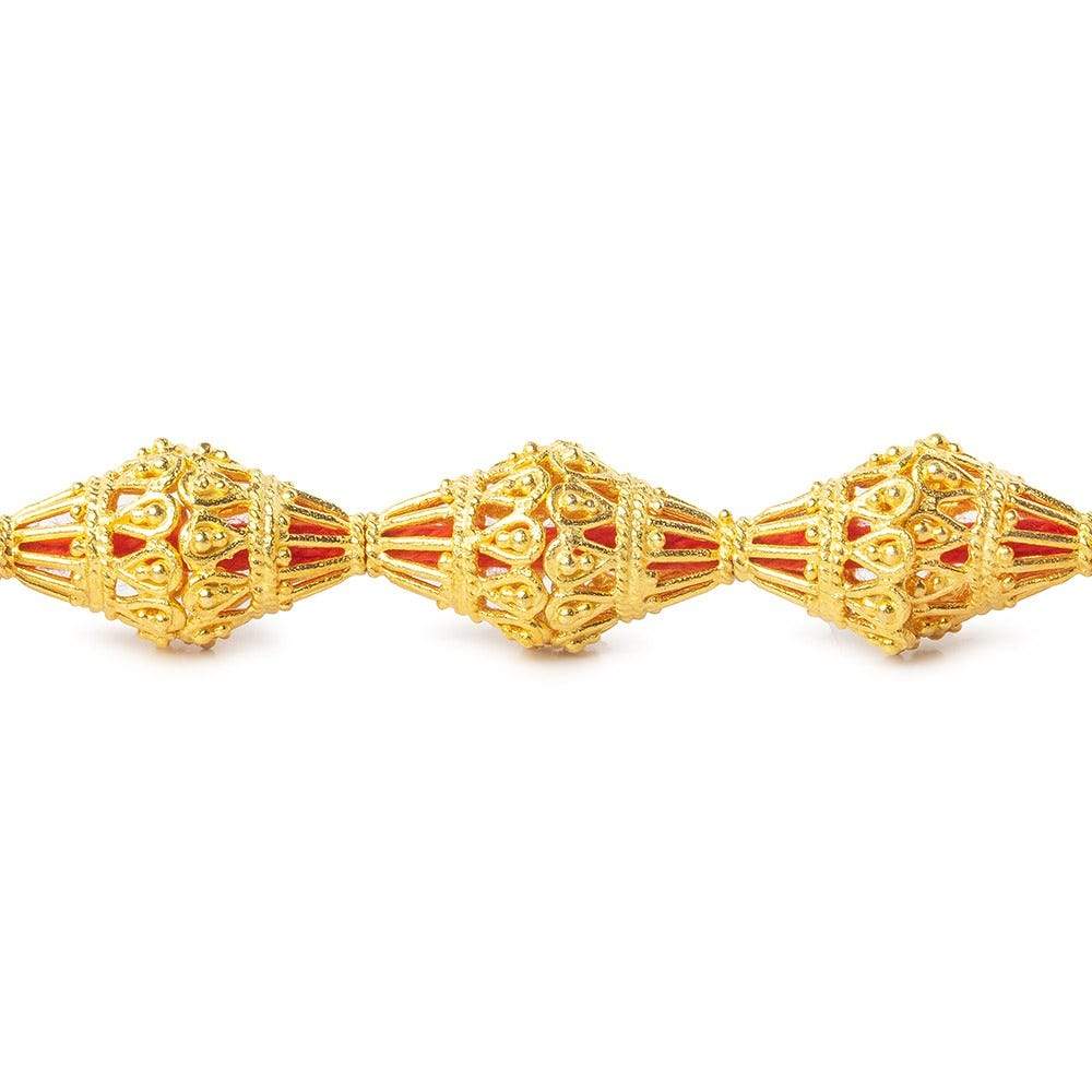 12x12mm 22kt Gold Plated Copper Victorian with Scalloped Edge Cone 8 inch 20 pieces - Beadsofcambay.com
