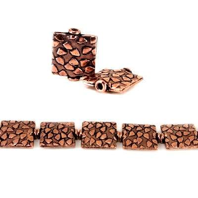 12x12mm Antiqued Copper Square Cobblestone *DISCONTINUED* - Beadsofcambay.com
