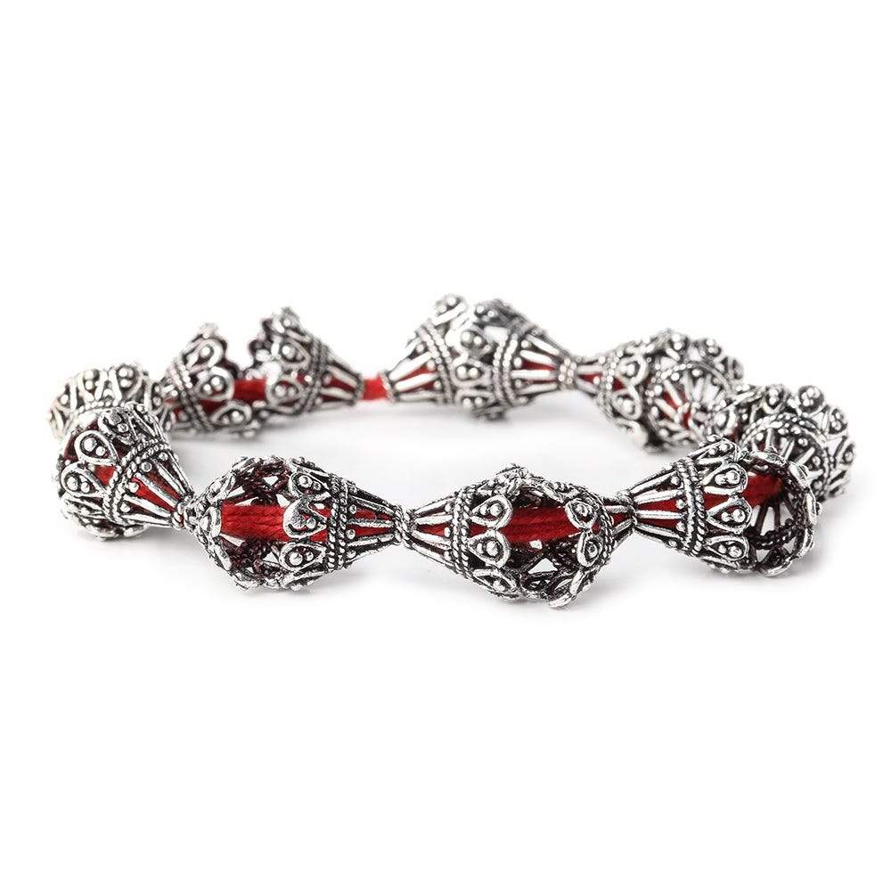 12x12mm Antiqued Sterling Silver Plated Copper Victorian Scalloped Bead Cap 8 inch 20 pcs - Beadsofcambay.com