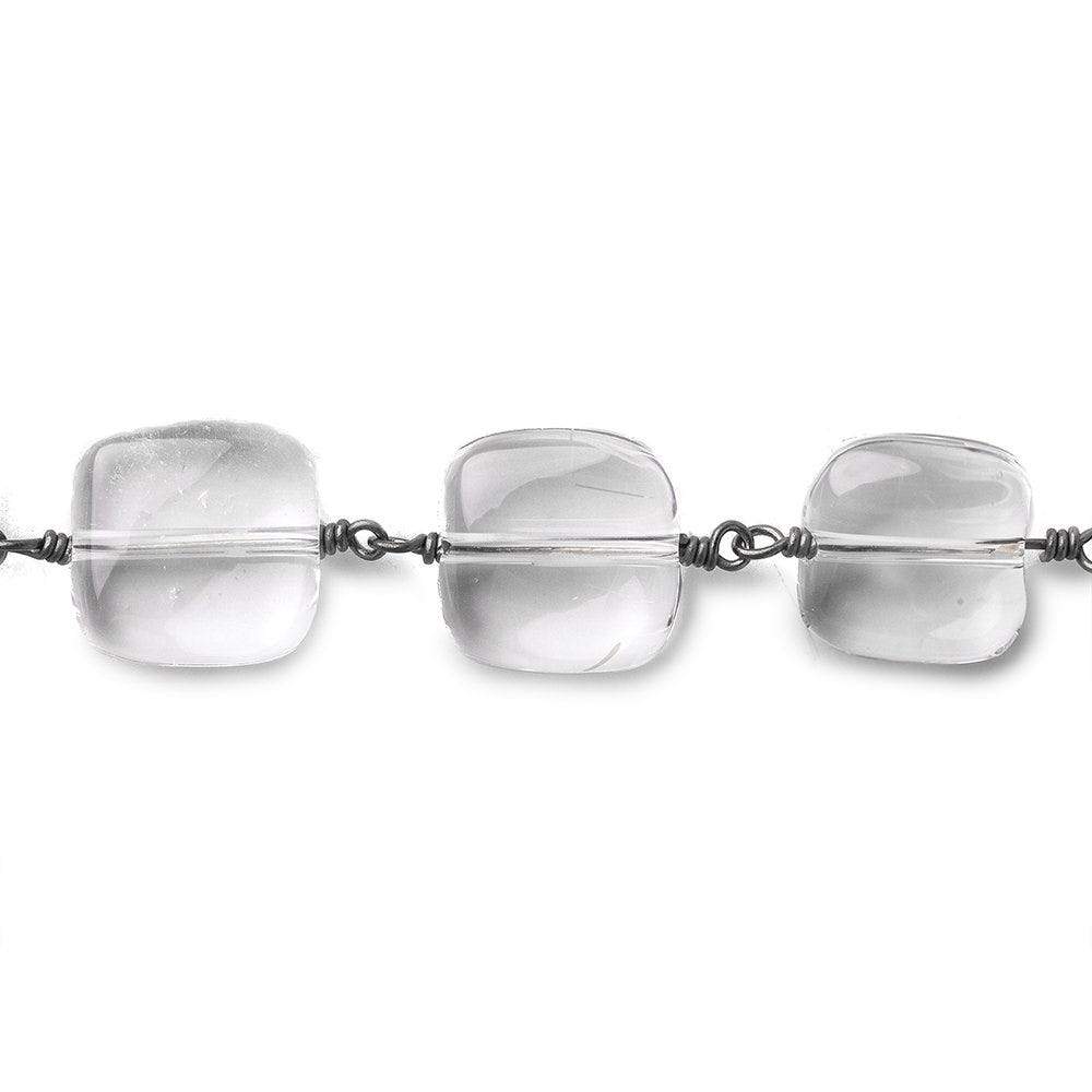 12x12mm Crystal Quartz plain cushions Black Gold plated Chain by the foot - Beadsofcambay.com