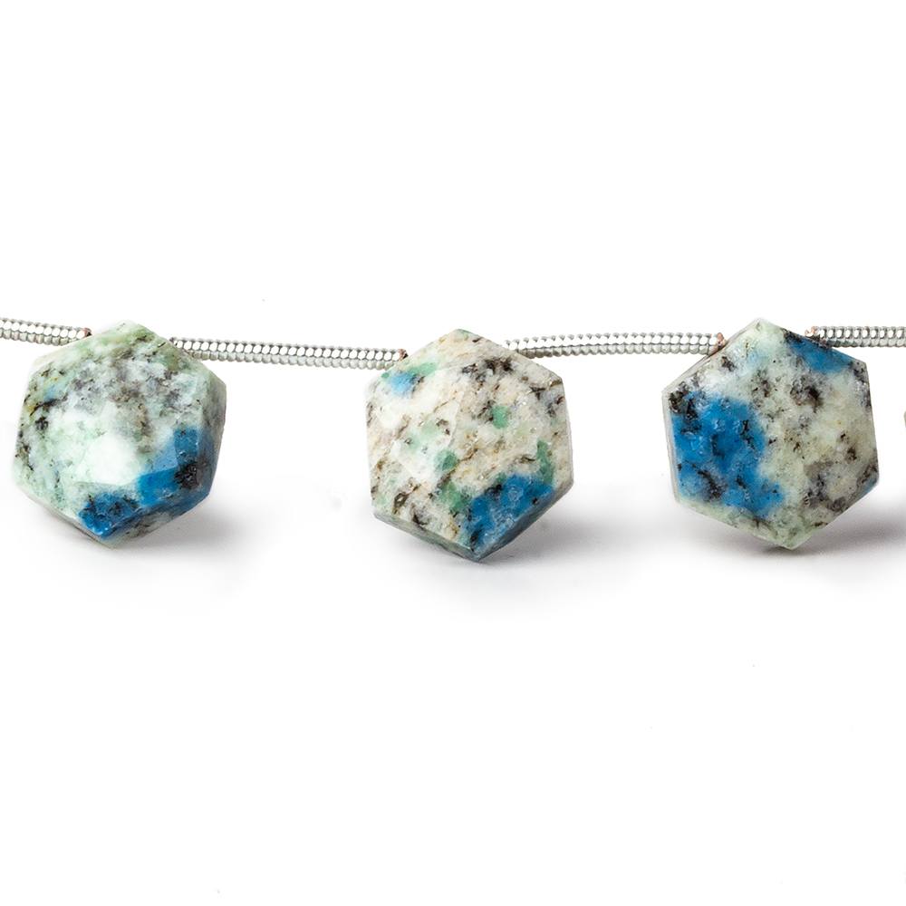 12x12mm K2 Azurite Granite "K2 Jasper" Faceted Hexagons 8 inch 12 beads - Beadsofcambay.com