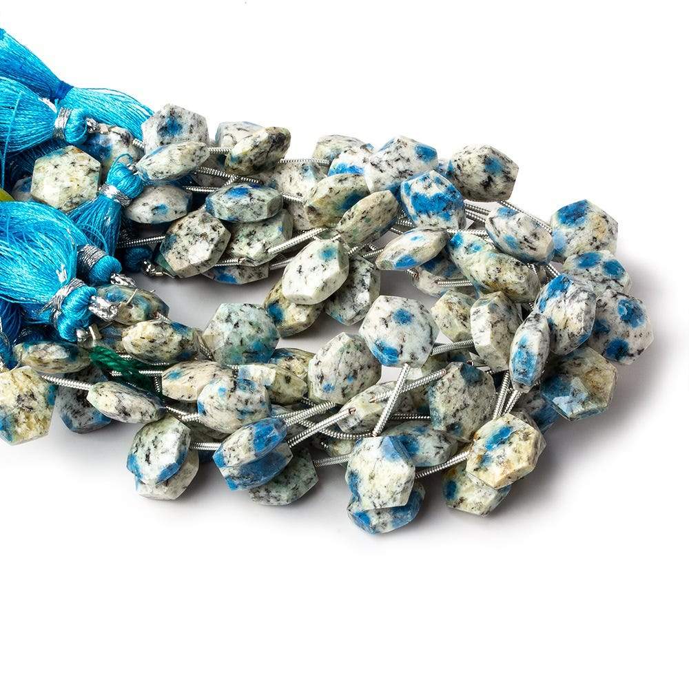 12x12mm K2 Azurite Granite "K2 Jasper" Faceted Hexagons 8 inch 12 beads - Beadsofcambay.com