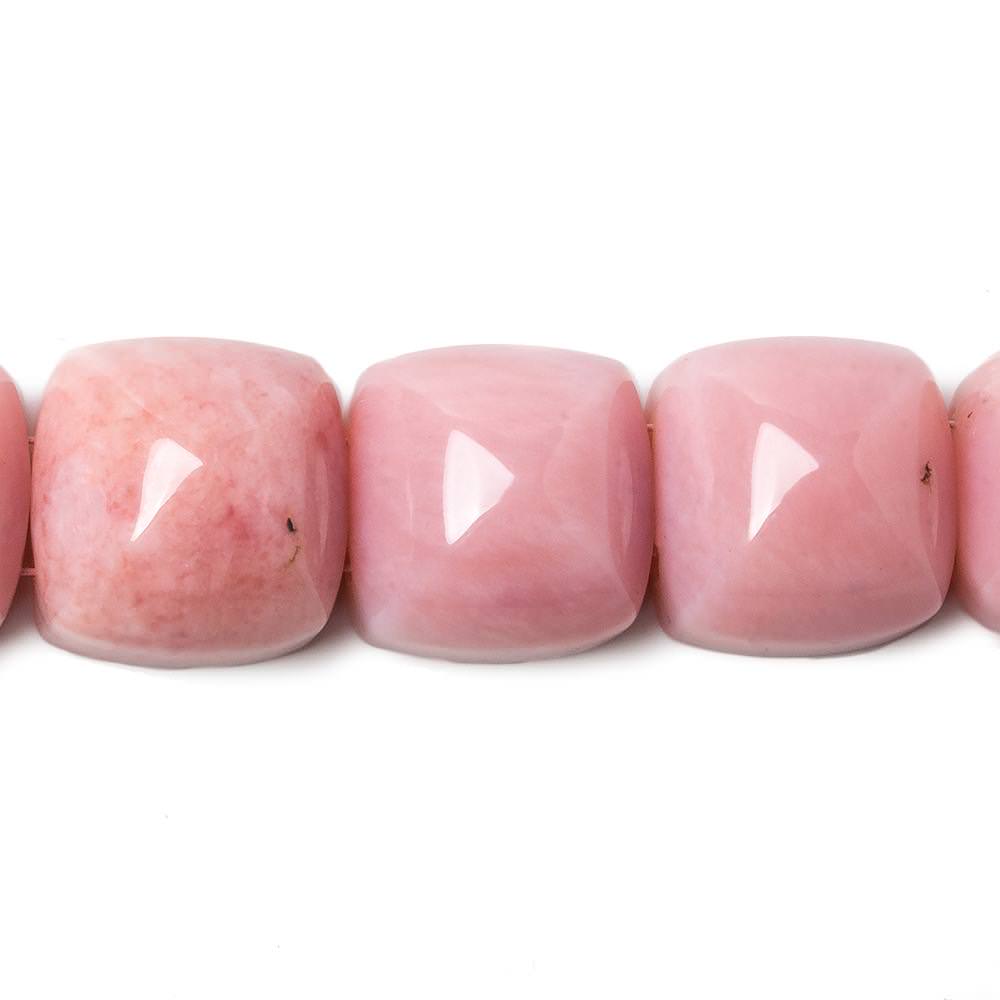 12x12mm Pink Peruvian Opal double drilled Cushions 8 inch 18 beads AA - Beadsofcambay.com