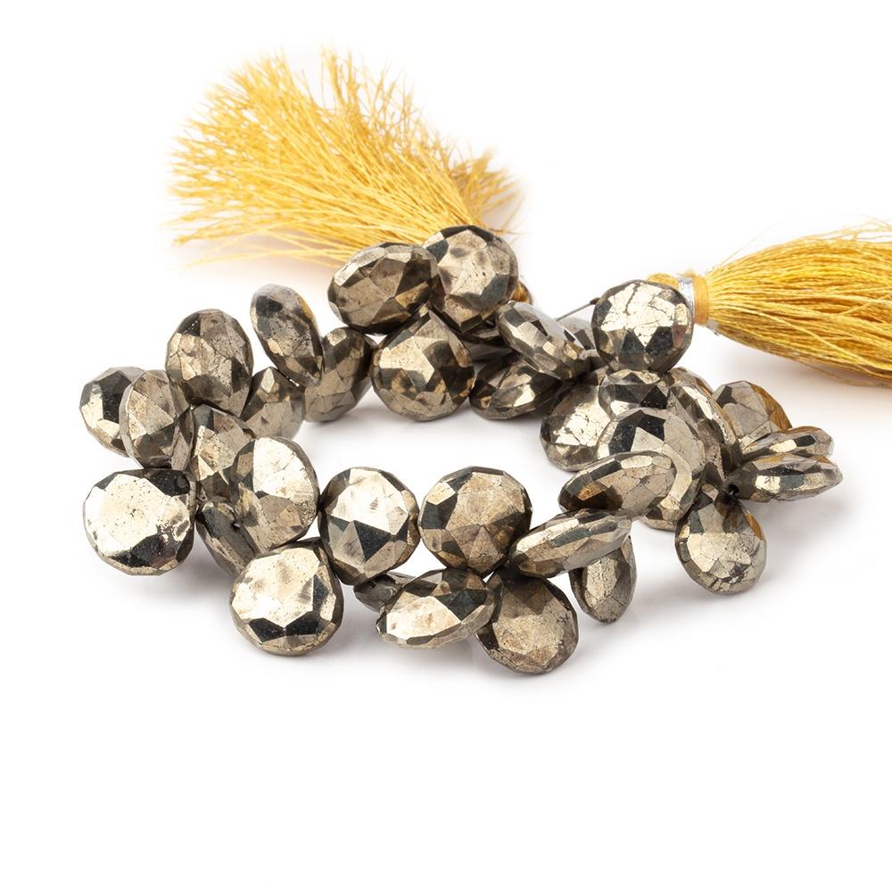 12x12mm Pyrite faceted heart beads 8 inch 39 pieces - Beadsofcambay.com