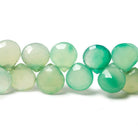 12x12mm Shaded Green Chalcedony Faceted Heart Beads 8.5 inch 38 pieces - Beadsofcambay.com
