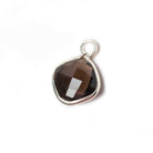 12x12mm Smoky Quartz Faceted Pillow Silver Pendant - Beadsofcambay.com
