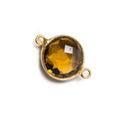 12x12mm Vermeil Bezeled Whiskey Quartz faceted coin Connector 1 piece - Beadsofcambay.com