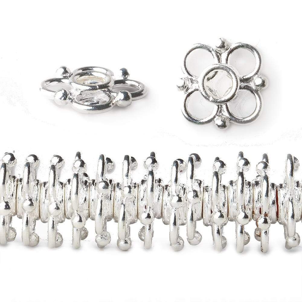 12x12x3mm Sterling Silver Plated Copper Spacer Clover Filigree 8 inch 64 pcs - Beadsofcambay.com