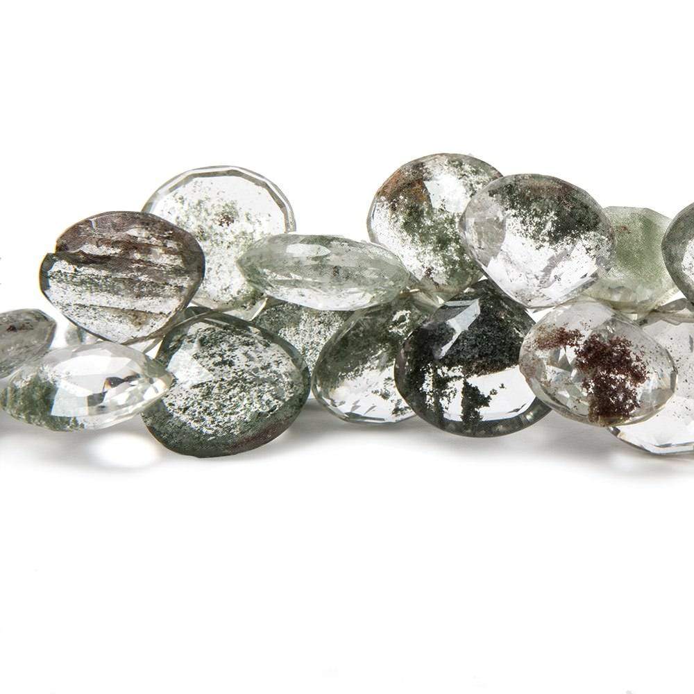 12x13-13x14mm Moss Quartz Faceted Heart Briolettes 40 beads 8 inch - Beadsofcambay.com