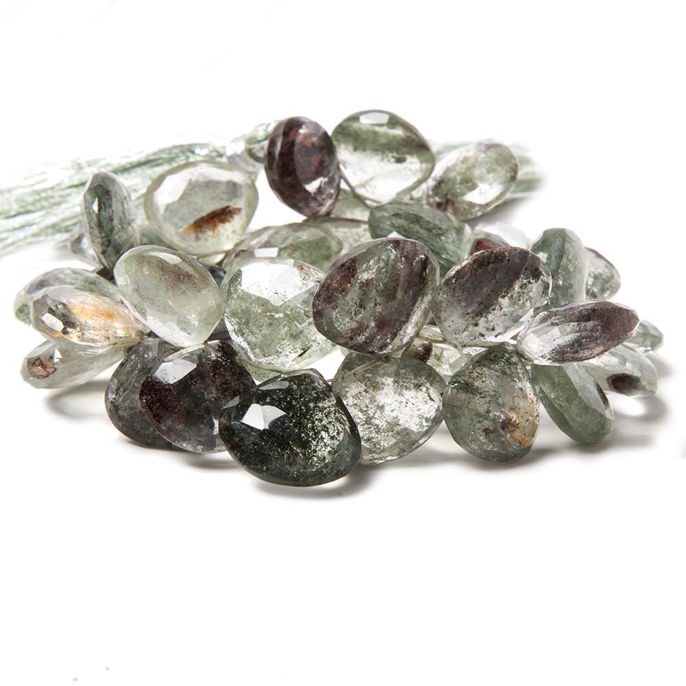 12x13-13x14mm Moss Quartz Faceted Heart Briolettes 8 inch 40 beads - Beadsofcambay.com