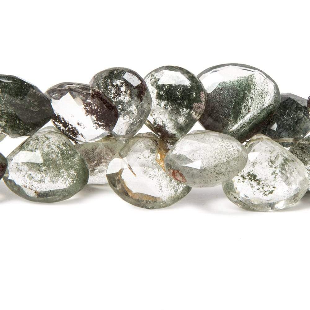 12x13-13x14mm Moss Quartz Faceted Heart Briolettes 8 inch 40 beads - Beadsofcambay.com