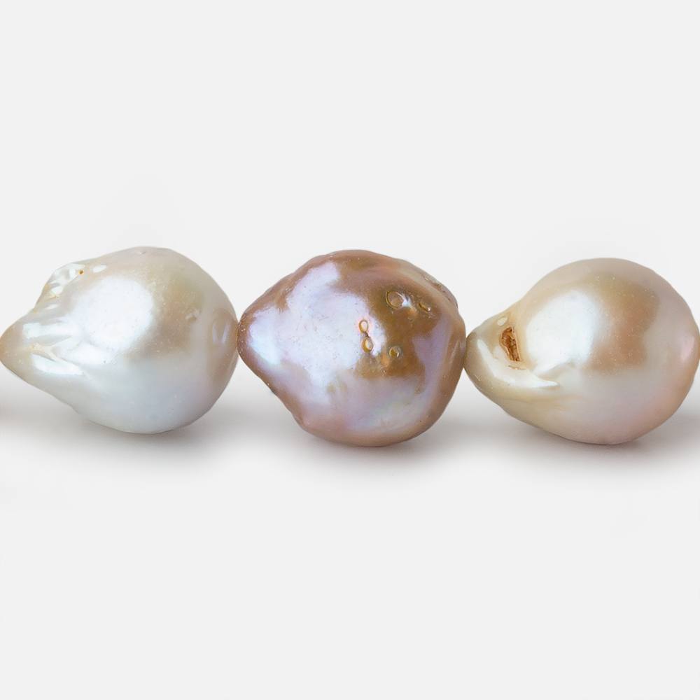 12x13-14x16mm Tri Color Ultra Baroque Freshwater Pearl 16 inch 28 pieces - Beadsofcambay.com
