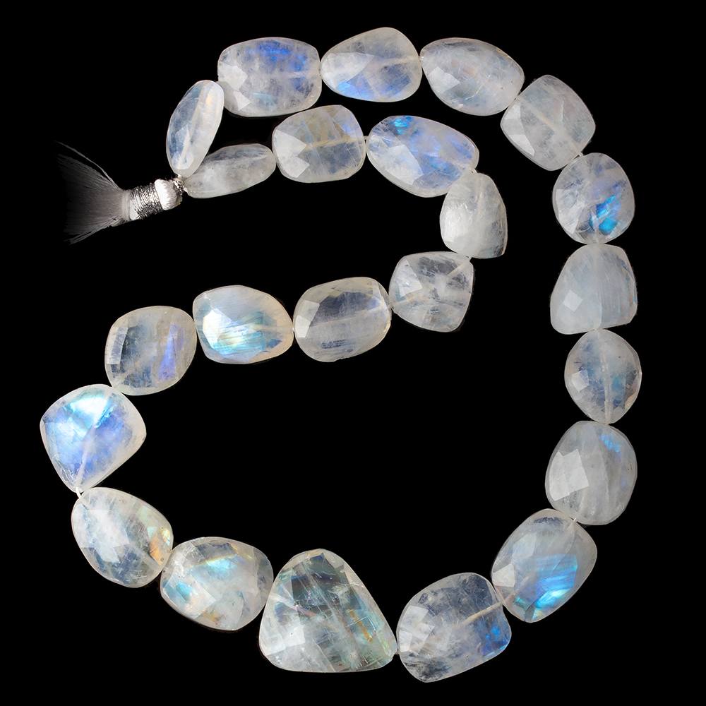 12x13-20x15mm Rainbow Moonstone faceted nuggets 14 inch 20 beads AA - Beadsofcambay.com