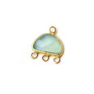 12x13mm Vermeil Bezel Seafoam Green Chalcedony Half Moon 3 ring Connector 1 focal bead - Beadsofcambay.com