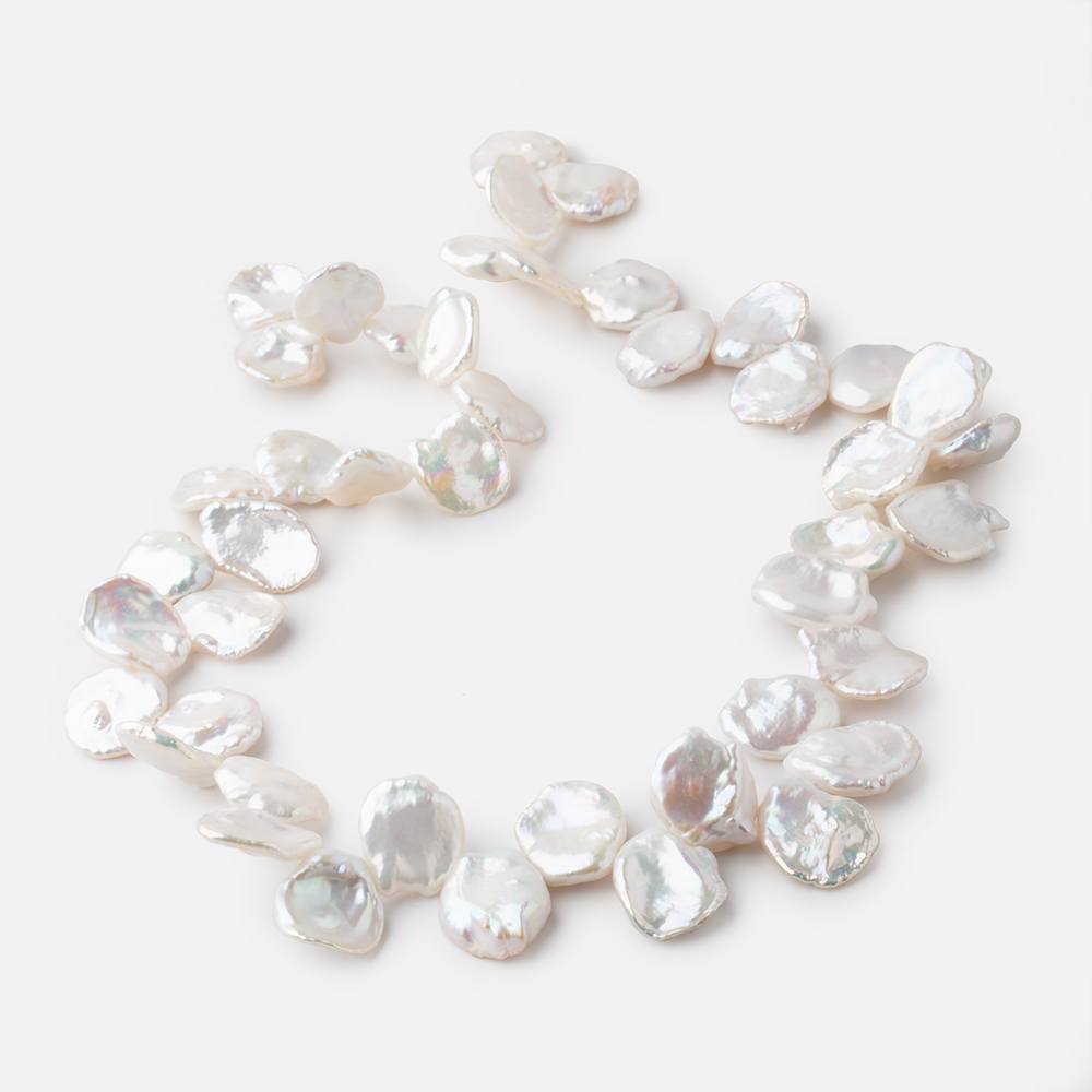 12x15-15x17mm White top drilled Keshi Freshwater Pearls AAA 16 inch 42pcs - Beadsofcambay.com