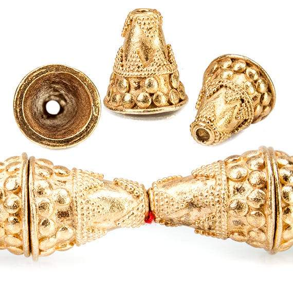 12x15mm 22kt Gold Plated Copper Cone *DISCONTINUED* - Beadsofcambay.com