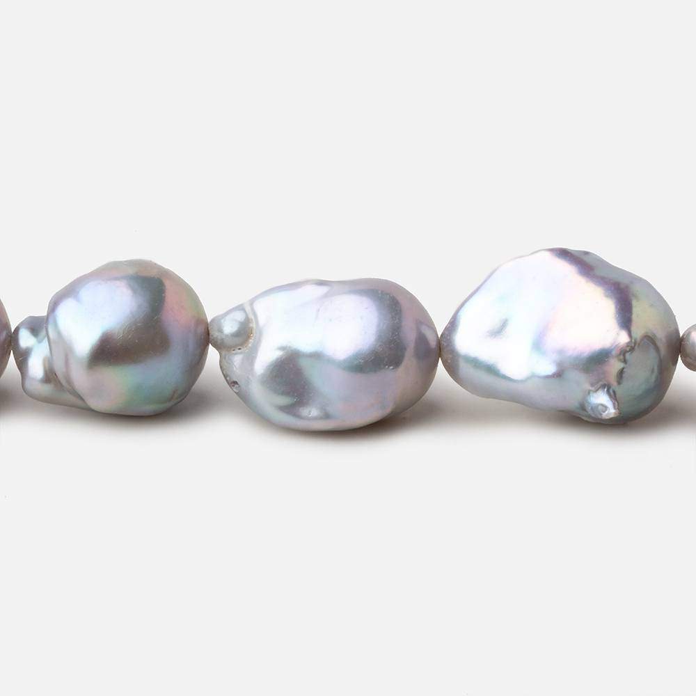 12x16-13x21mm Silver Ultra Baroque straight drilled freshwater pearls 16 inch 20 pieces AA - Beadsofcambay.com