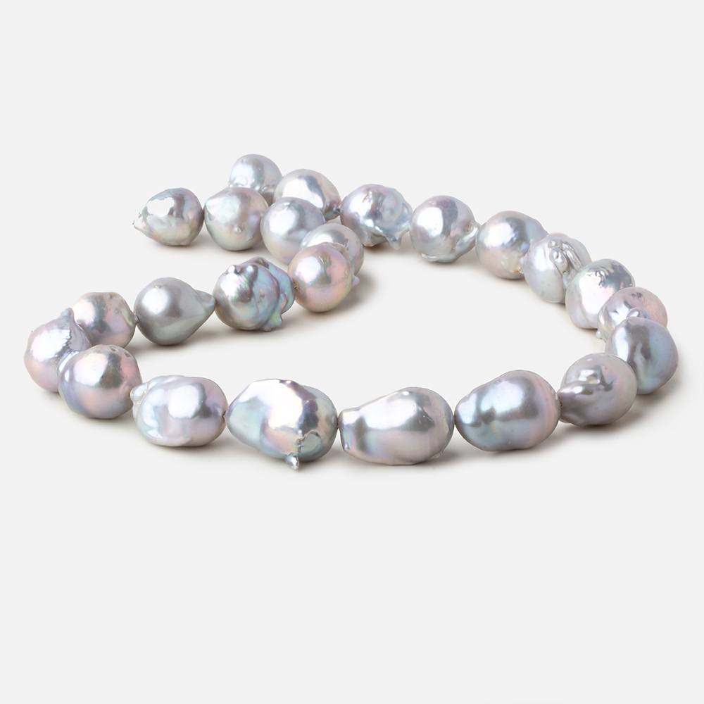 12x16-13x21mm Silver Ultra Baroque straight drilled freshwater pearls 16 inch 20 pieces AA - Beadsofcambay.com