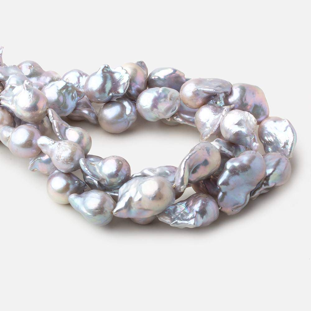 12x16-13x21mm Silver Ultra Baroque straight drilled freshwater pearls 16 inch 20 pieces AA - Beadsofcambay.com