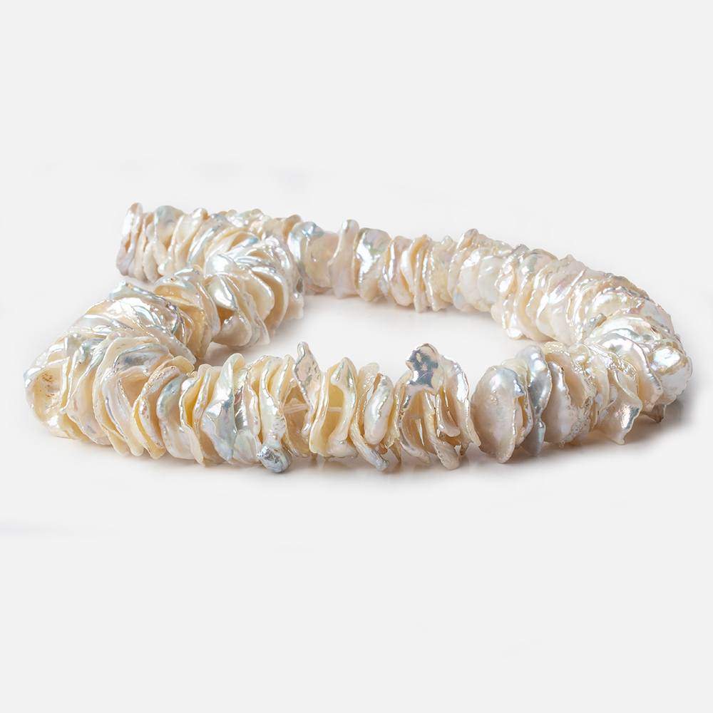 12x16-20x13mm Off White Ultra Keshi Center Drill Freshwater Pearl 16.5 inch 135 pcs - Beadsofcambay.com