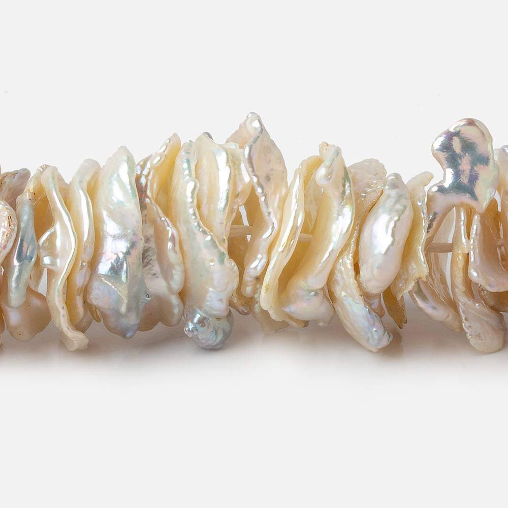 12x16-20x13mm Off White Ultra Keshi Center Drill Freshwater Pearl 16.5 inch 135 pcs - Beadsofcambay.com