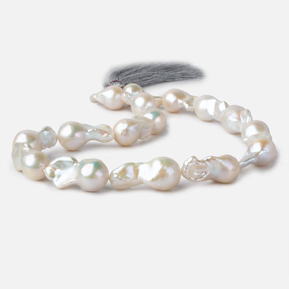 12x17-13x22mm Off White Ultra Baroque Freshwater Pearls 16 inch 17 pieces AA grade - Beadsofcambay.com