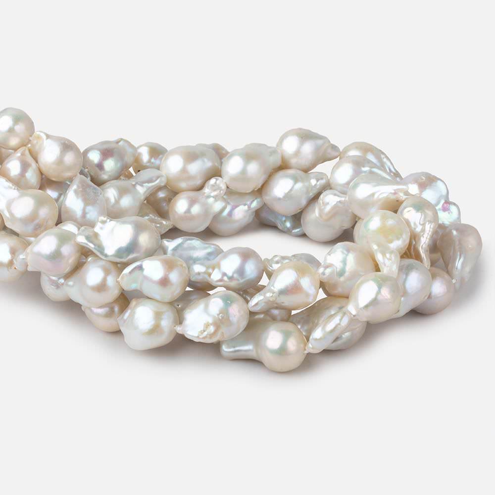 12x17-13x22mm Off White Ultra Baroque Freshwater Pearls 16 inch 17 pieces AA grade - Beadsofcambay.com