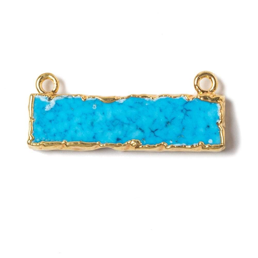 12x29mm Gold Leafed Turquoise Howlite Plain Bar Connector 1 piece - Beadsofcambay.com