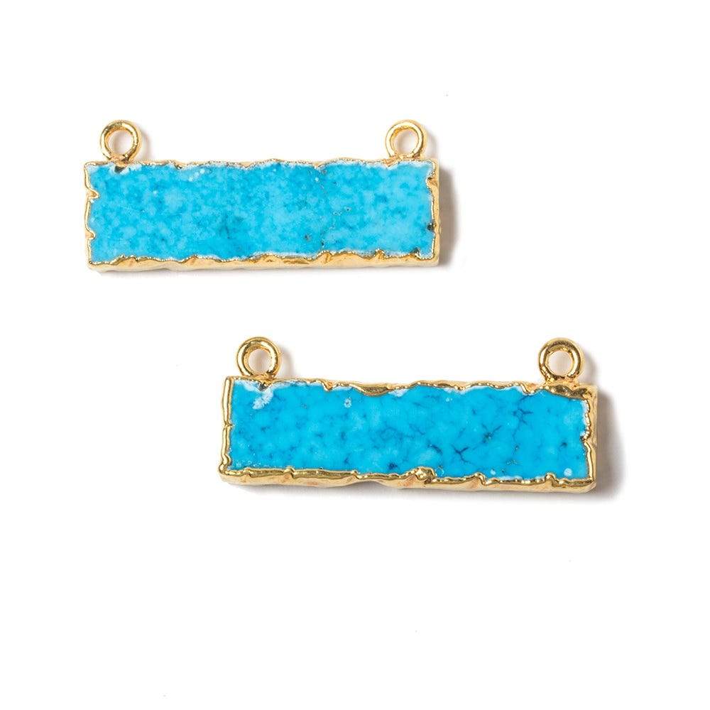 12x29mm Gold Leafed Turquoise Howlite Plain Bar Connector 1 piece - Beadsofcambay.com