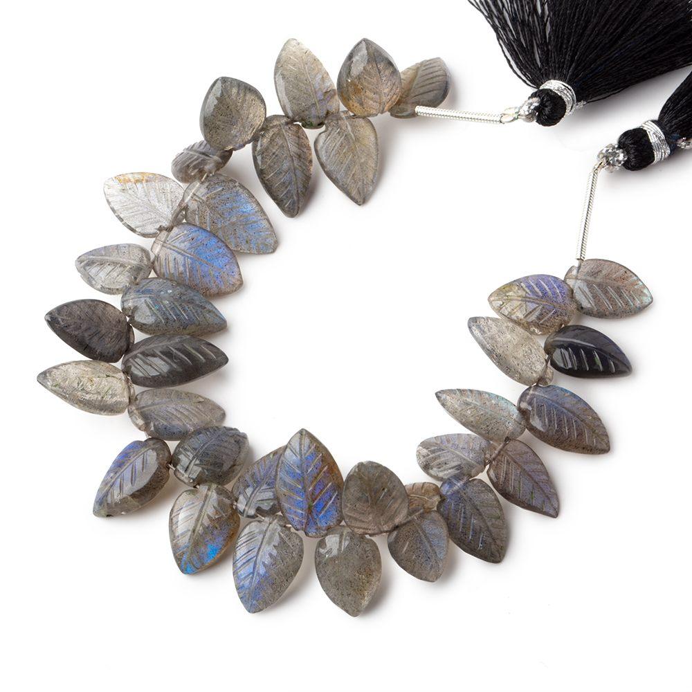 12x6-14x8mm Labradorite hand carved leaf beads 6 inch 35 pieces AAA - Beadsofcambay.com