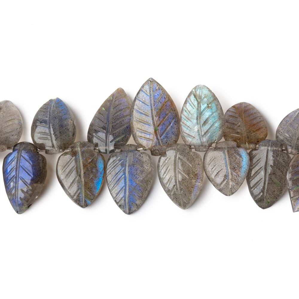 12x6-14x8mm Labradorite hand carved leaf beads 6 inch 35 pieces AAA - Beadsofcambay.com
