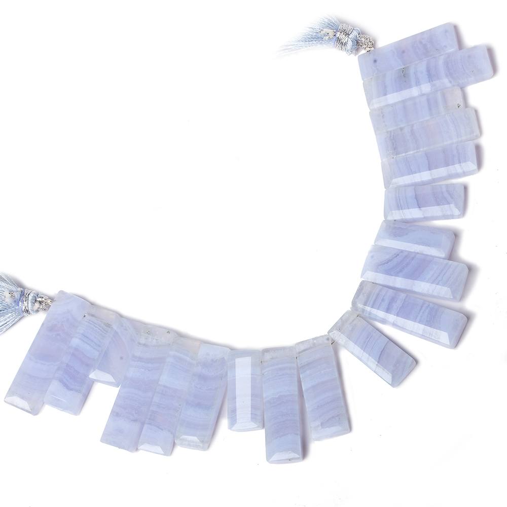 12x6-27x7mm Blue Lace Agate Top Drill Bevel Faceted Rectangles 8 inch 26 pcs AA - Beadsofcambay.com