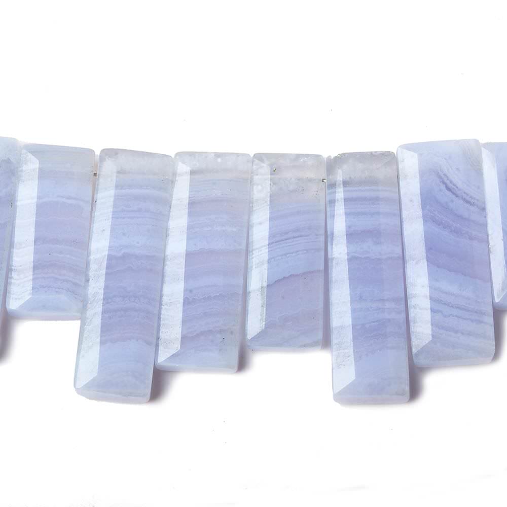 12x6-27x7mm Blue Lace Agate Top Drill Bevel Faceted Rectangles 8 inch 26 pcs AA - Beadsofcambay.com