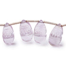 12x7-15x9mm Pink Amethyst Carved Pear Beads 8 inch 19 pieces - Beadsofcambay.com