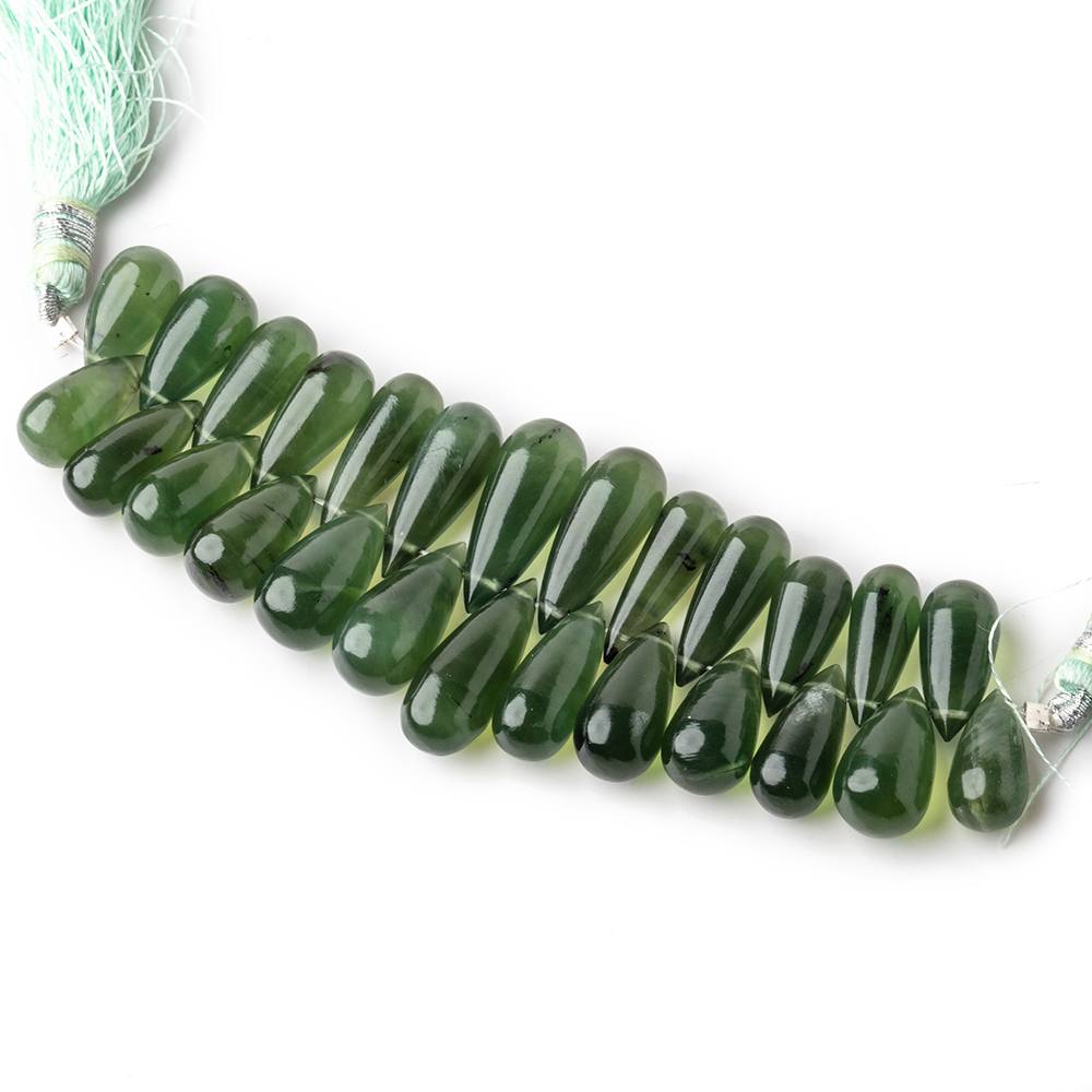 12x7-18x7mm Nephrite Jade Plain Tear Drop Beads 3 inch 26 pieces - Beadsofcambay.com