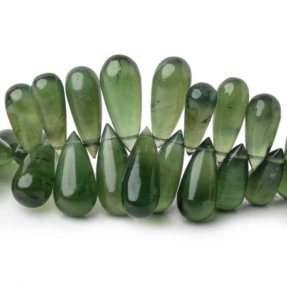 12x7-18x7mm Nephrite Jade Plain Tear Drop Beads 3 inch 26 pieces - Beadsofcambay.com