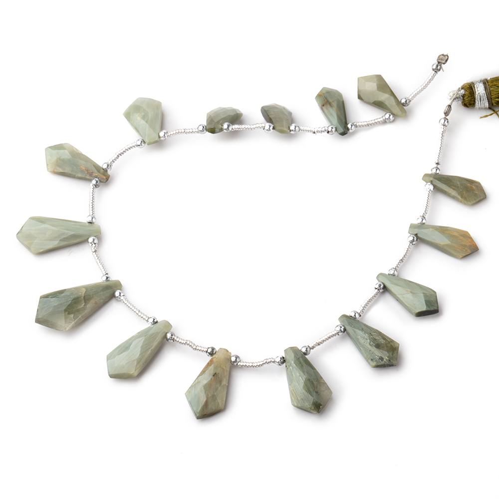 12x7-21x10mm Cat's Eye Quartz Faceted Shield Beads 8 inch 15 pieces - Beadsofcambay.com