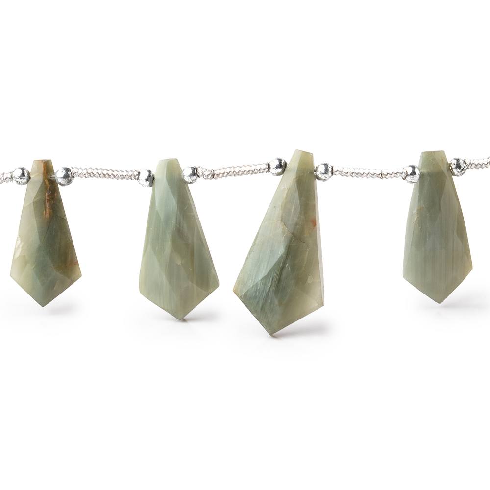 12x7-21x10mm Cat's Eye Quartz Faceted Shield Beads 8 inch 15 pieces - Beadsofcambay.com