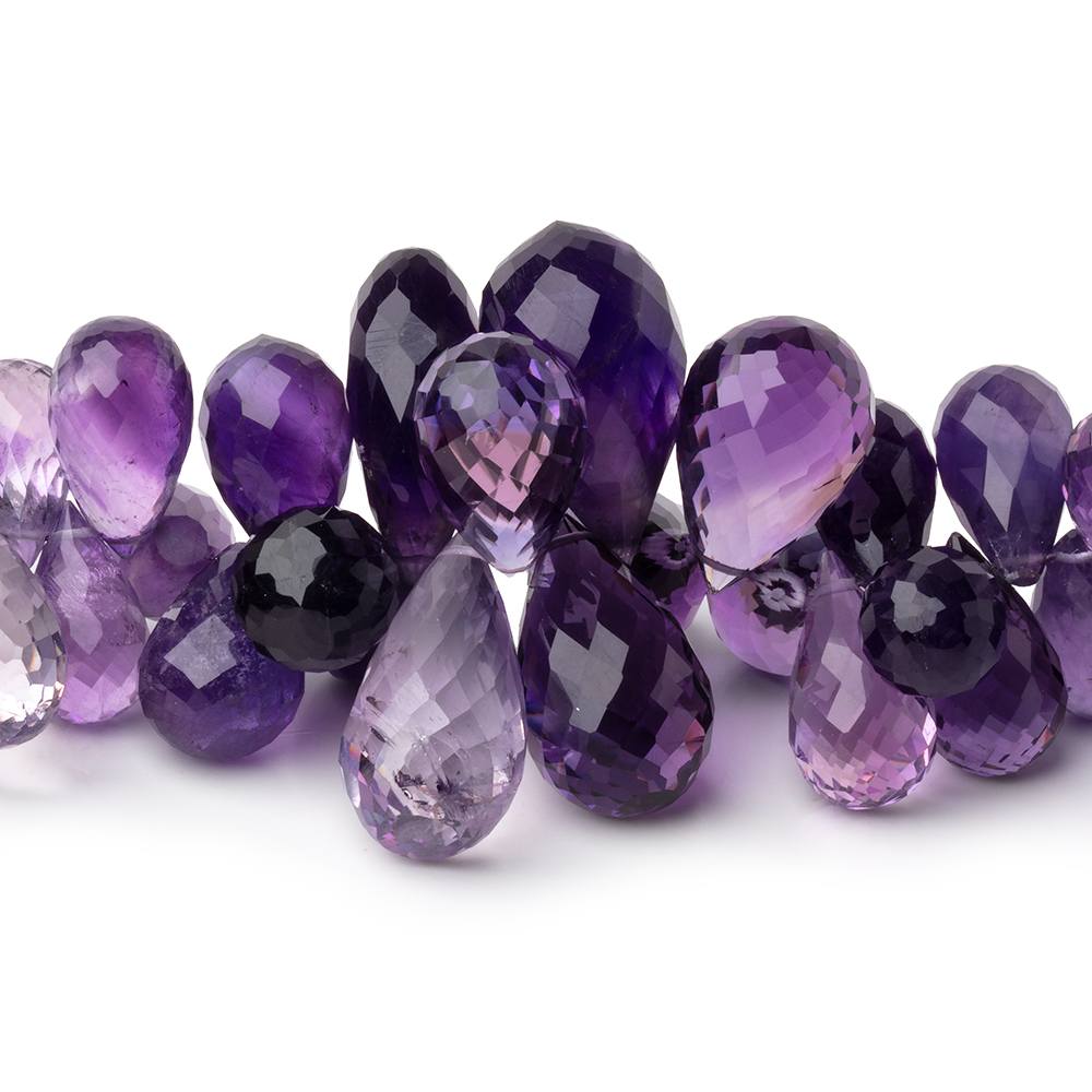 12x7-23x11mm Amethyst Faceted Tear Drop Beads 8 inch 68 pieces AAA - Beadsofcambay.com